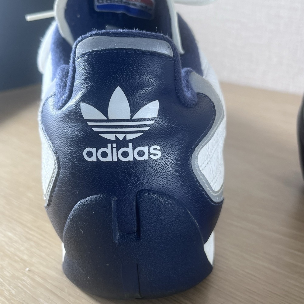 Vintage Adidas Team Leather O Grip Sneakers White Navy Men's Size 11.5 Y2K - Picture 9 of 15